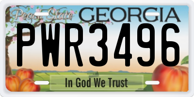 GA license plate PWR3496