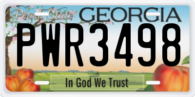 GA license plate PWR3498