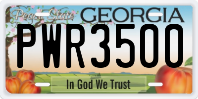 GA license plate PWR3500
