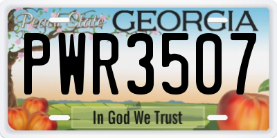GA license plate PWR3507
