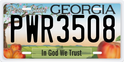 GA license plate PWR3508