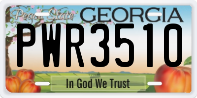 GA license plate PWR3510