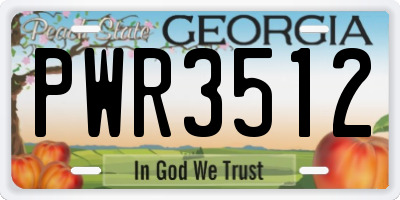 GA license plate PWR3512
