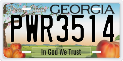 GA license plate PWR3514