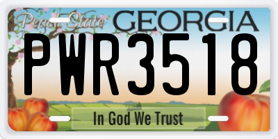 GA license plate PWR3518