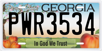 GA license plate PWR3534