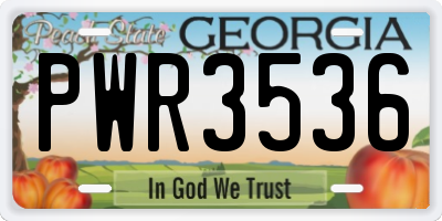 GA license plate PWR3536
