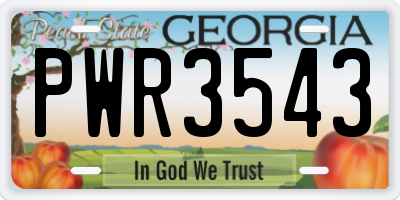 GA license plate PWR3543