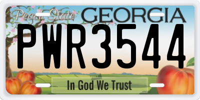 GA license plate PWR3544