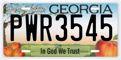 GA license plate PWR3545