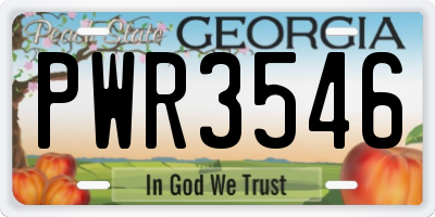 GA license plate PWR3546