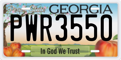 GA license plate PWR3550