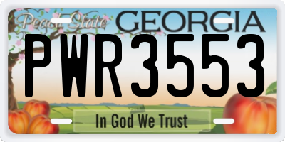 GA license plate PWR3553