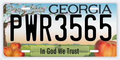 GA license plate PWR3565