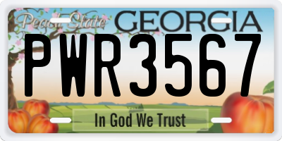 GA license plate PWR3567