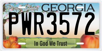 GA license plate PWR3572