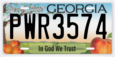 GA license plate PWR3574