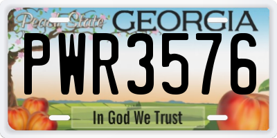 GA license plate PWR3576