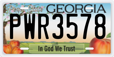 GA license plate PWR3578