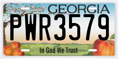 GA license plate PWR3579
