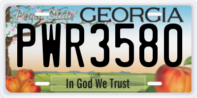 GA license plate PWR3580