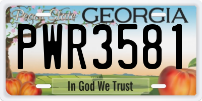GA license plate PWR3581