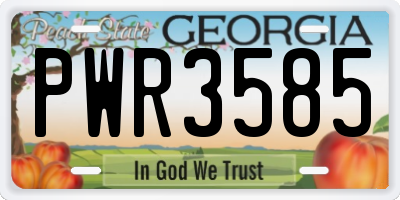 GA license plate PWR3585