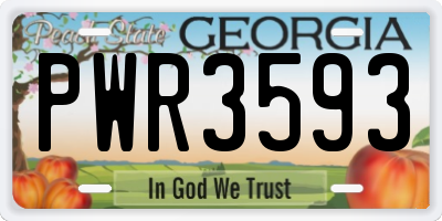 GA license plate PWR3593