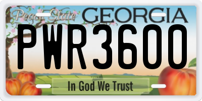 GA license plate PWR3600