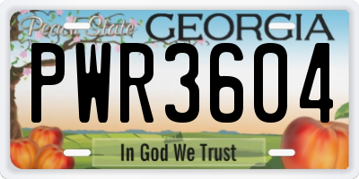 GA license plate PWR3604
