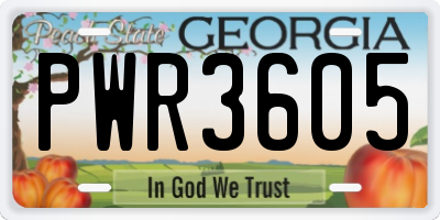 GA license plate PWR3605