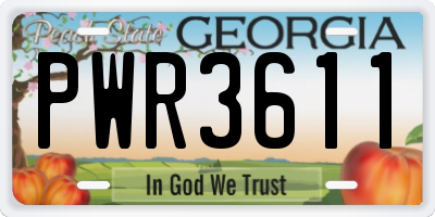 GA license plate PWR3611