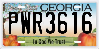GA license plate PWR3616