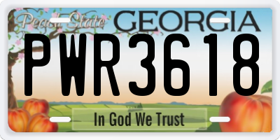 GA license plate PWR3618