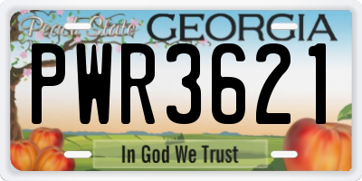 GA license plate PWR3621