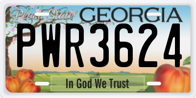 GA license plate PWR3624