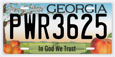 GA license plate PWR3625