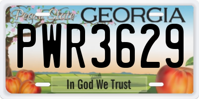 GA license plate PWR3629