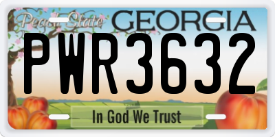 GA license plate PWR3632