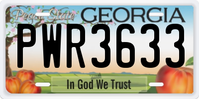 GA license plate PWR3633
