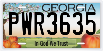 GA license plate PWR3635