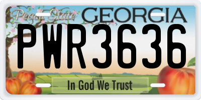 GA license plate PWR3636