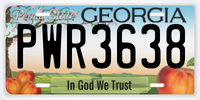GA license plate PWR3638