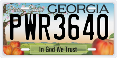 GA license plate PWR3640