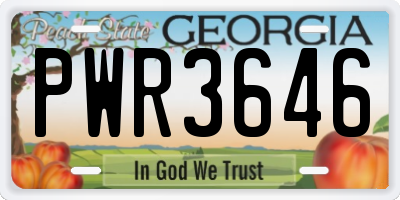 GA license plate PWR3646