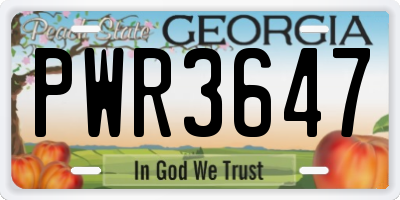 GA license plate PWR3647