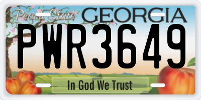 GA license plate PWR3649