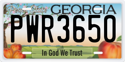 GA license plate PWR3650