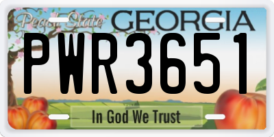 GA license plate PWR3651
