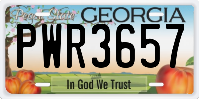 GA license plate PWR3657